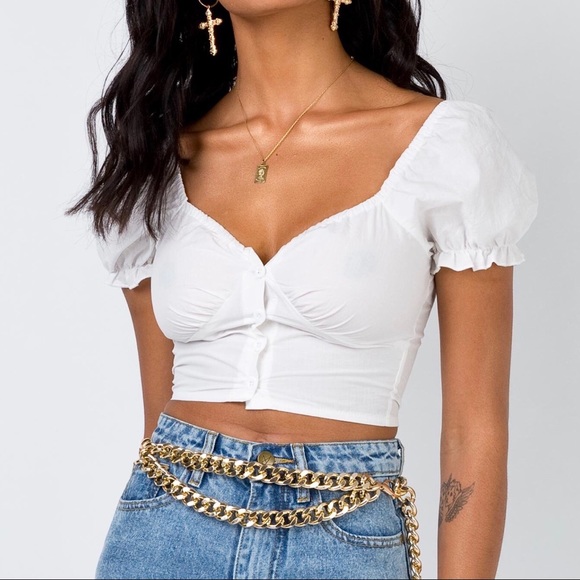 Princess Polly Tops - White Crop Top